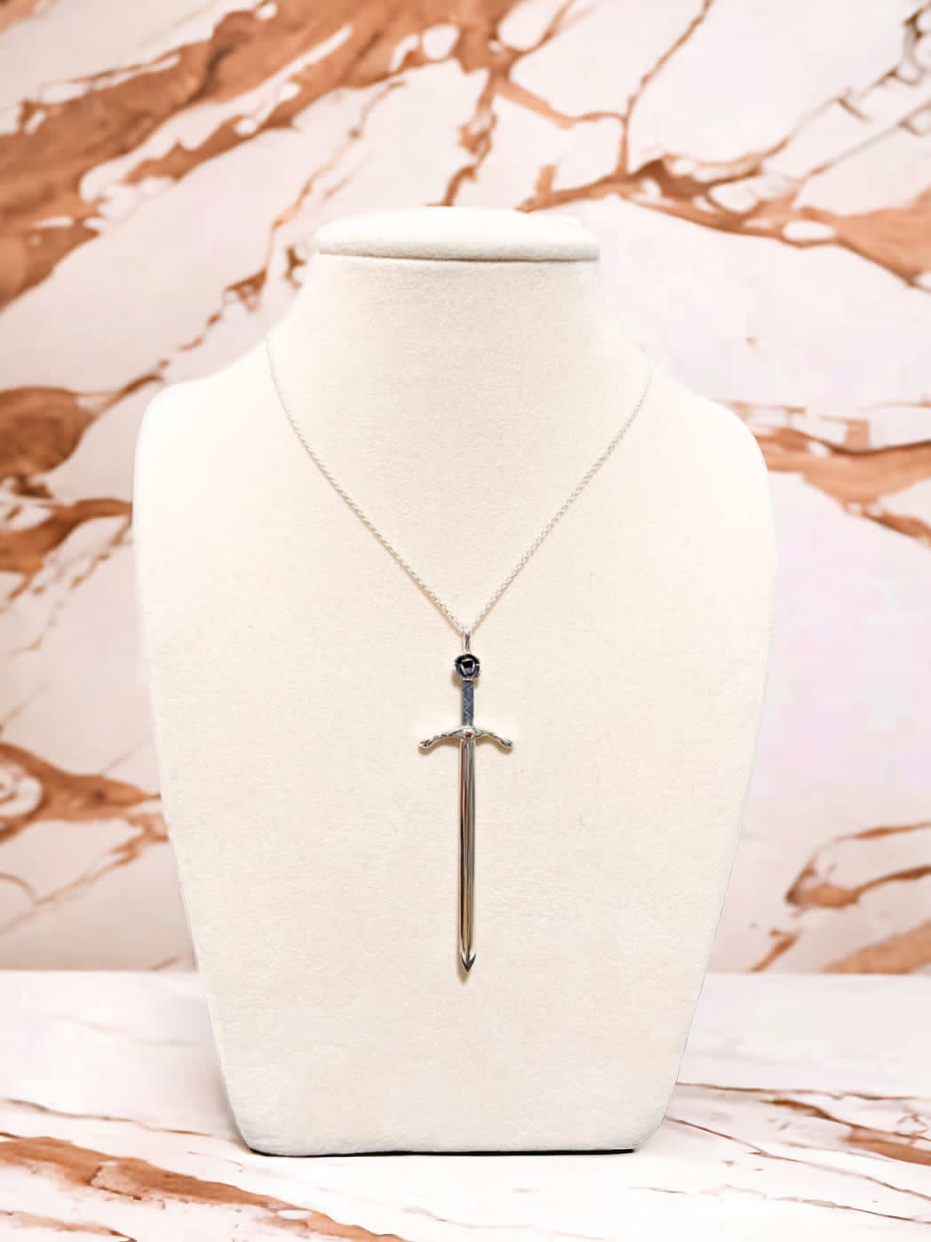 Rose Sword Necklace- Sterling Silver