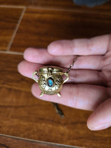 READY TO SHIP- Locket Oak Cauldron Necklace - Brass