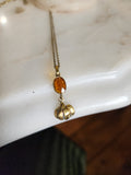 Dainty Pumpkin + Hessonite Garnet necklace