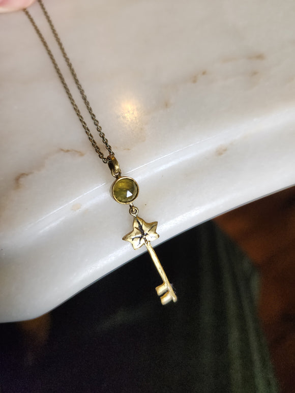 Dainty Ivy key necklace + Vesuvianite