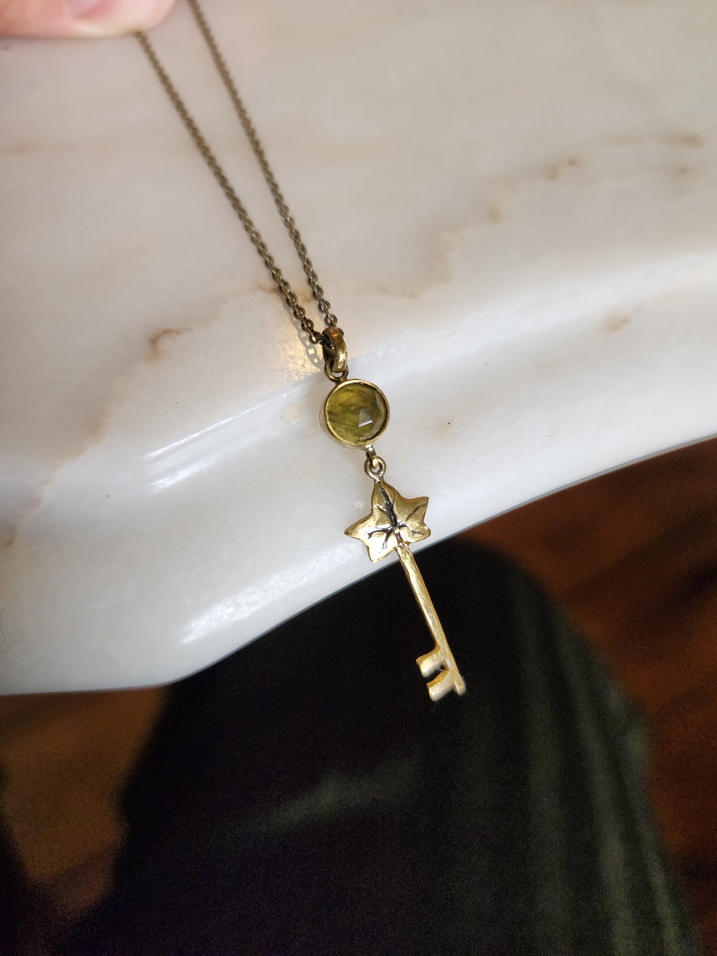 Dainty Ivy key necklace + Vesuvianite