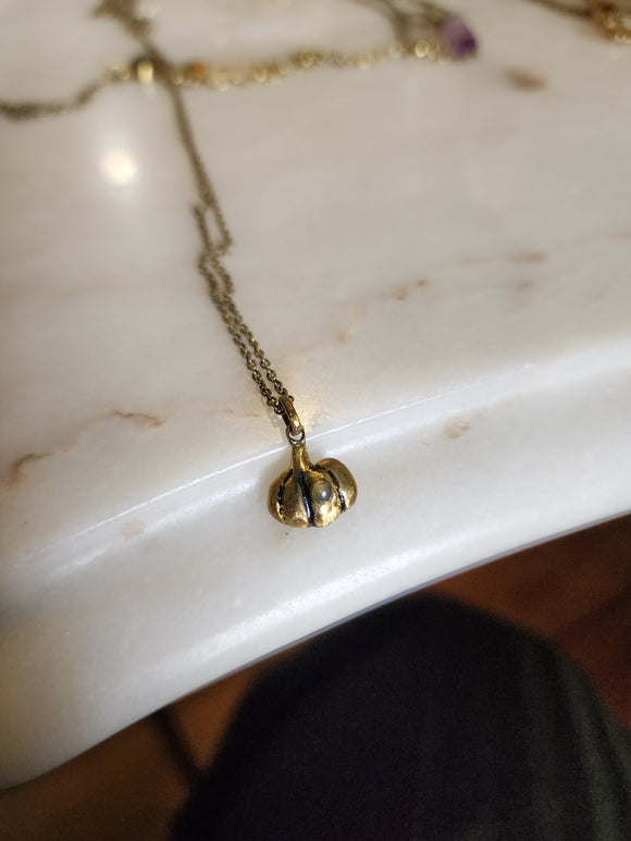 Tiny Pumpkin + Opal necklace