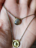 Acorn Wax Seal + Chocolate Moonstone - 2 in 1 necklace