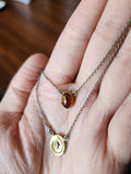 Acorn Wax Seal + Hessonite Garnet - 2 in 1 necklace