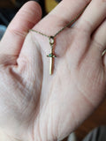 Tiny Dagger necklace + Opal