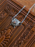 The Oak Cauldron Necklace- Pewter- Peach Moonstone