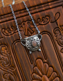 The Oak Cauldron Necklace- Pewter- Peach Moonstone