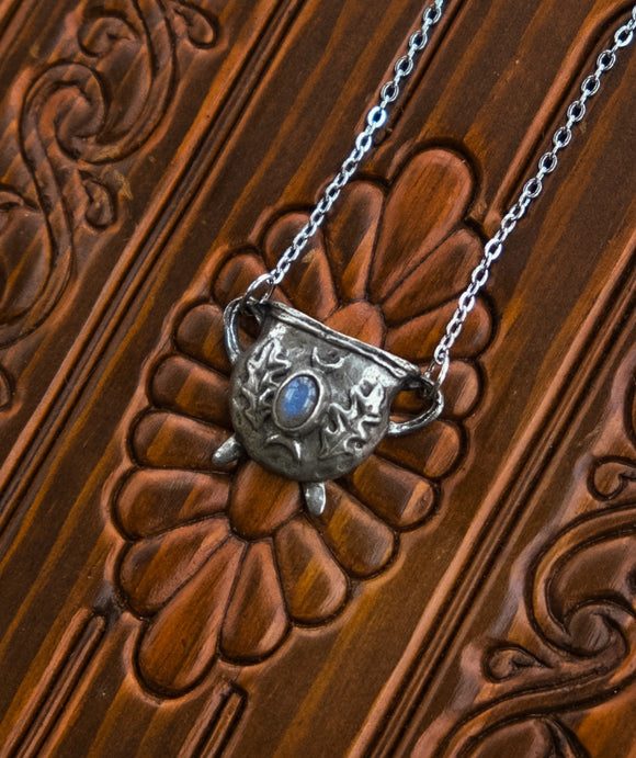 The Oak Cauldron Necklace- Pewter- Labradorite