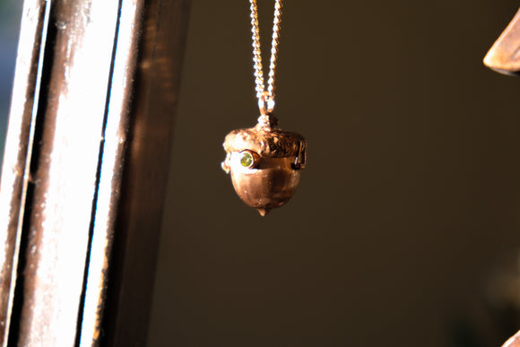 PREORDER- Acorn locket - Bronze necklace