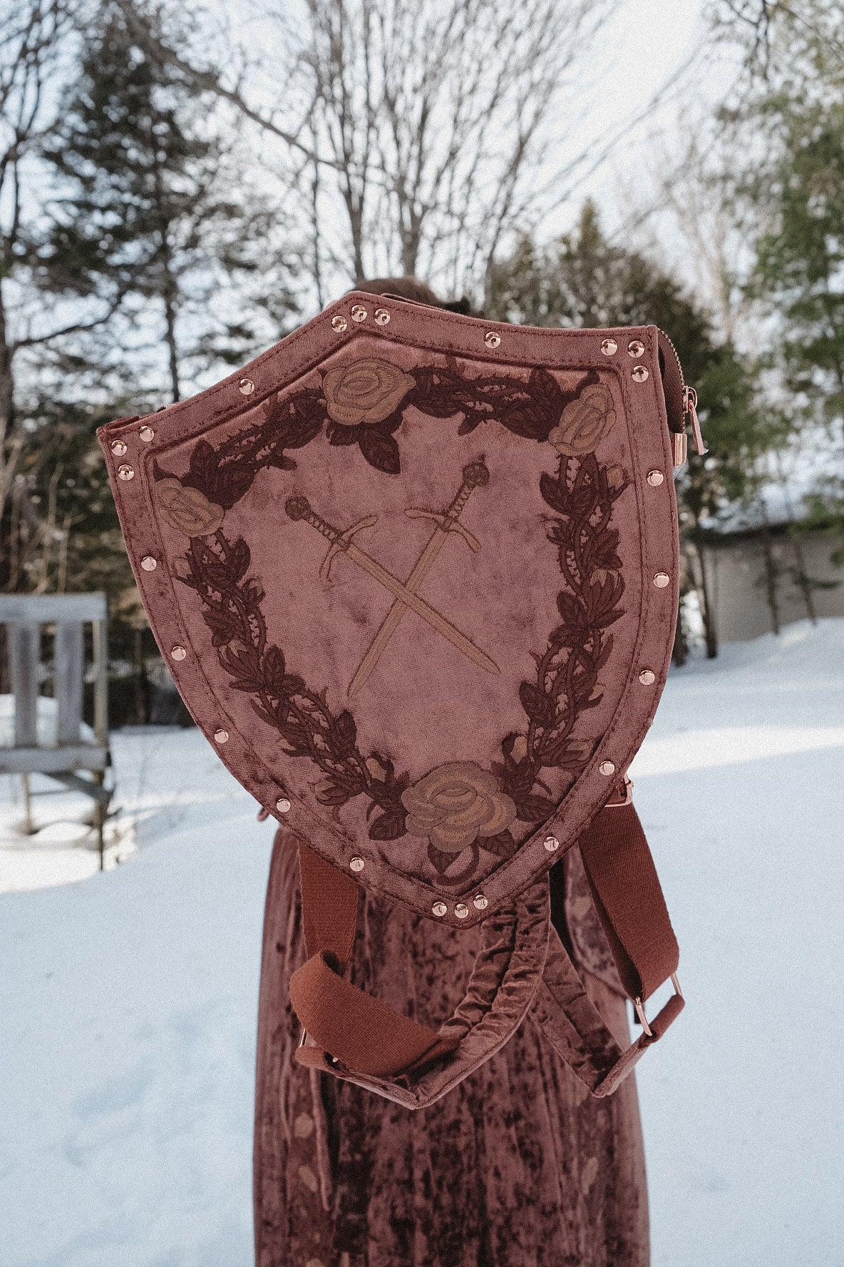 PREORDER- Rose Gold Shield Backpack- Lady Knights & Sword Maidens collection