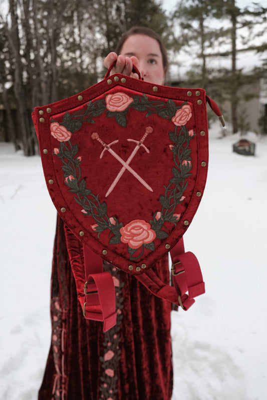 PREORDER-Royal Red Shield Backpack- Lady Knights & Sword Maidens collection