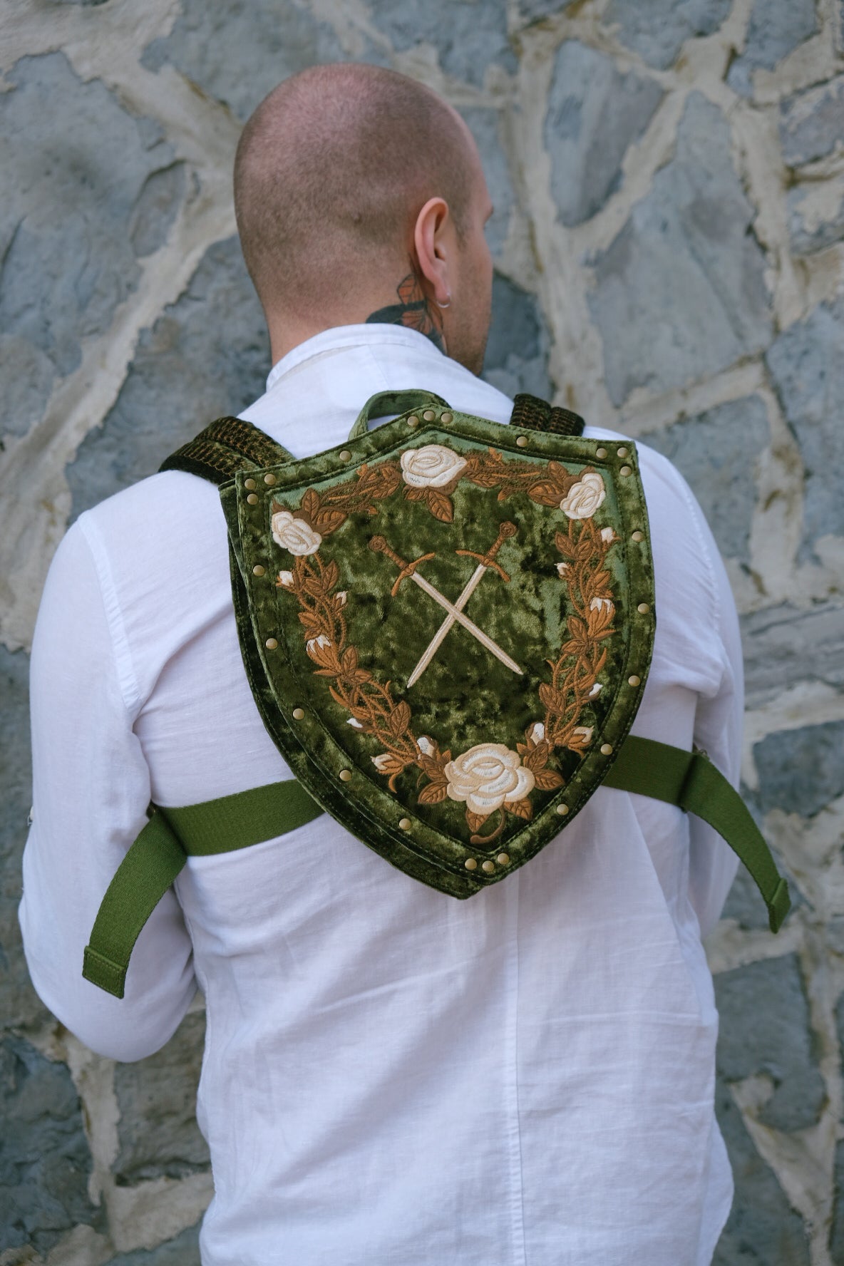 PREORDER-Forest Green Shield Backpack- Lady Knights & Sword Maidens collection