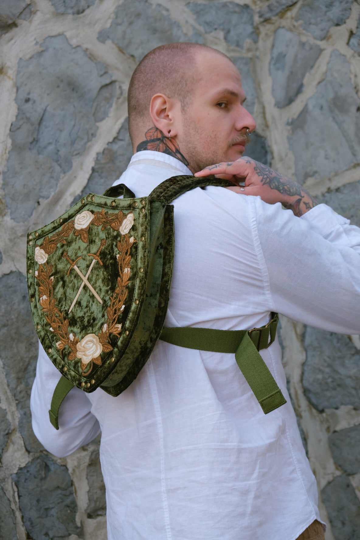 PREORDER-Forest Green Shield Backpack- Lady Knights & Sword Maidens collection