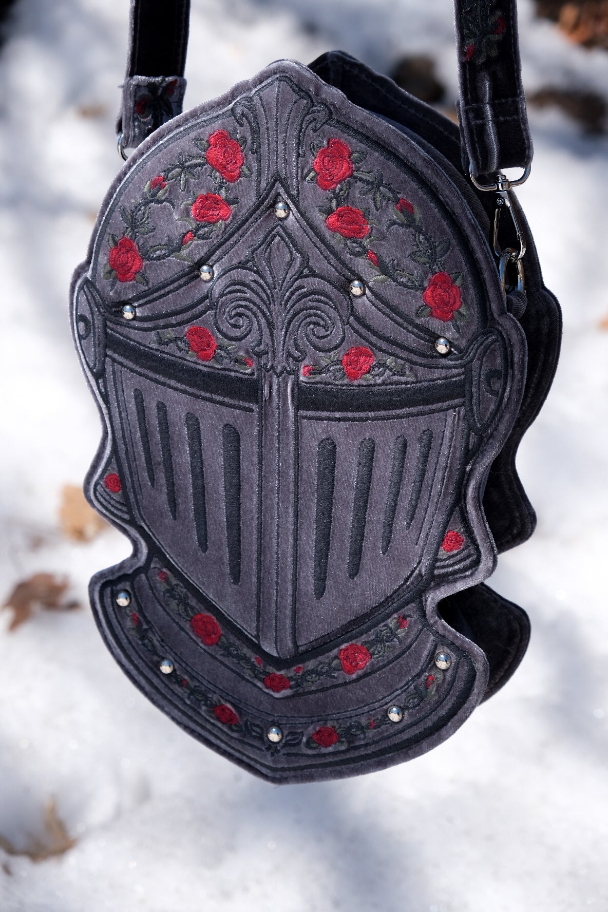 PREORDER- Stormy Gray Knight Helmet crossbody bag-Lady Knights & Sword Maidens collection