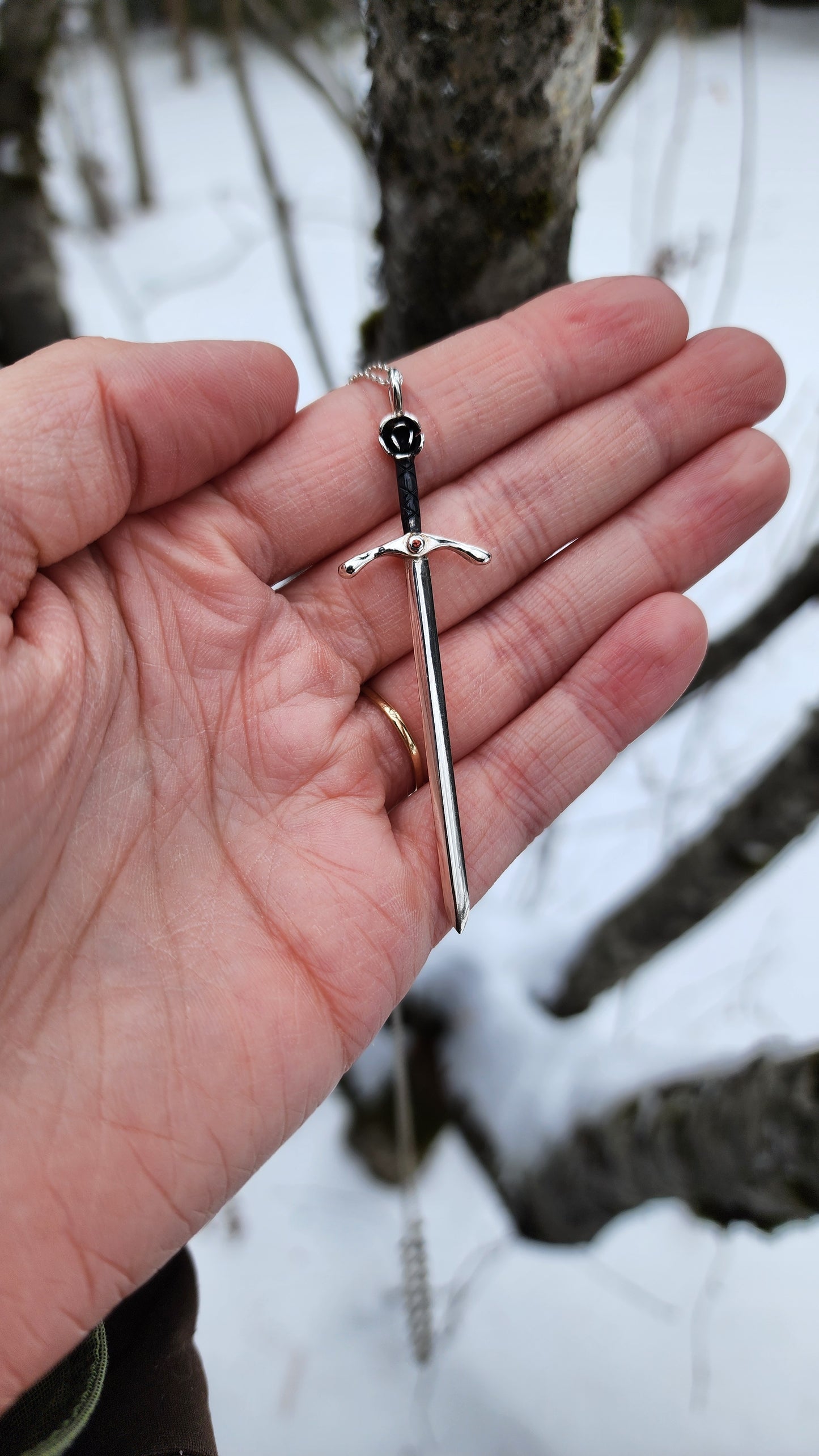 Rose Sword Necklace- Sterling Silver