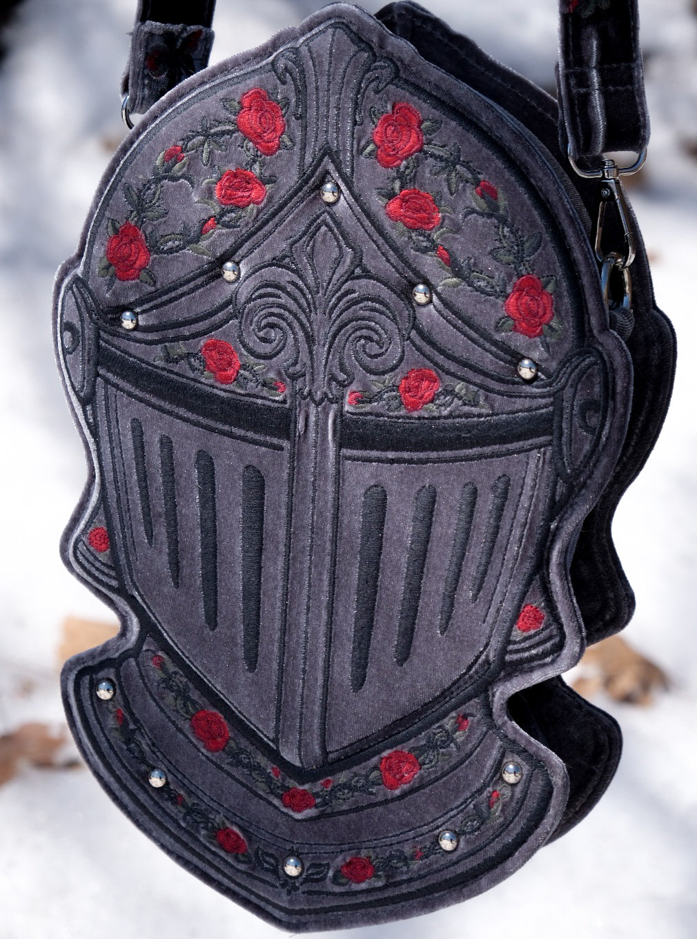 PREORDER- Stormy Gray Knight Helmet crossbody bag-Lady Knights & Sword Maidens collection