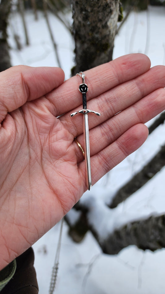 Rose Sword Necklace- Sterling Silver