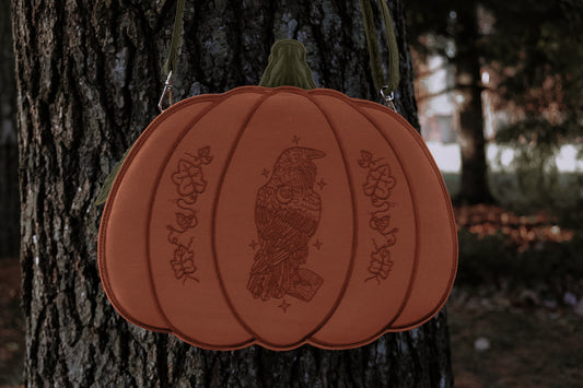 PREORDER- Orange and Green Pumpkin Crossbody Bag- Foxchant & Ravenspell collection