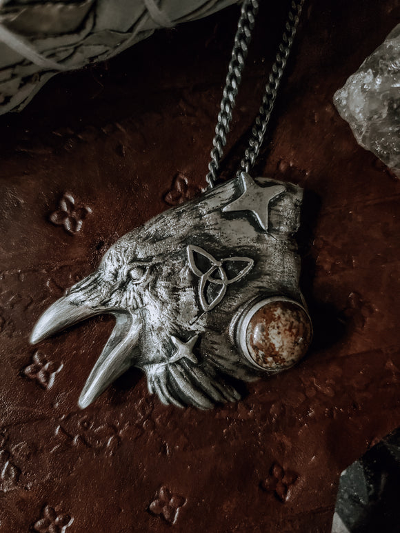 Mystic Crow necklace- Silver
