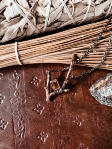 Branch - Bronze necklace- citrine