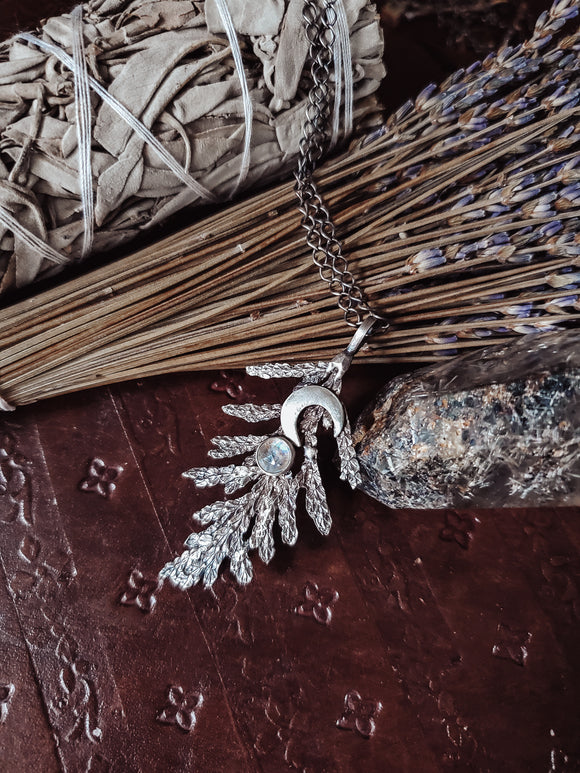 Cedar Branch - Silver necklace- moonstone