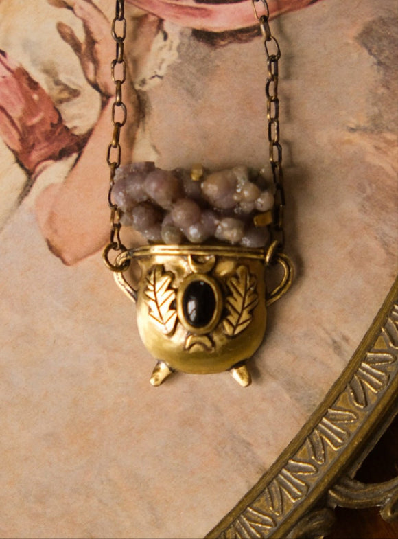 READY TO SHIP- Oak Cauldron Necklace - Brew Version- Brass