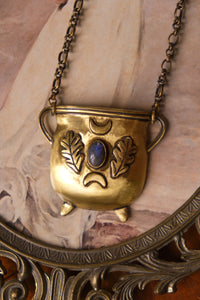 READY TO SHIP- XL Oak Cauldron Necklace - No Brew Version- Brass