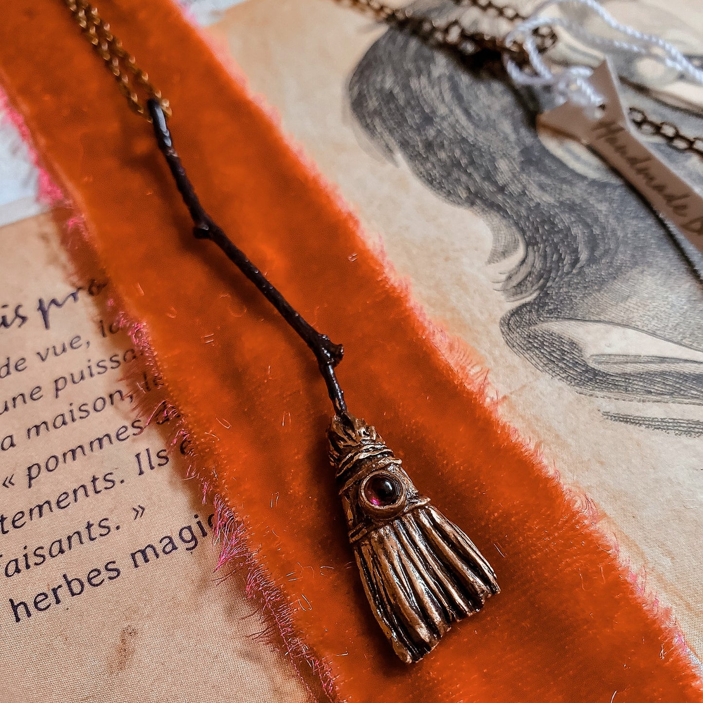 The Witch Broom Necklace - Bronze