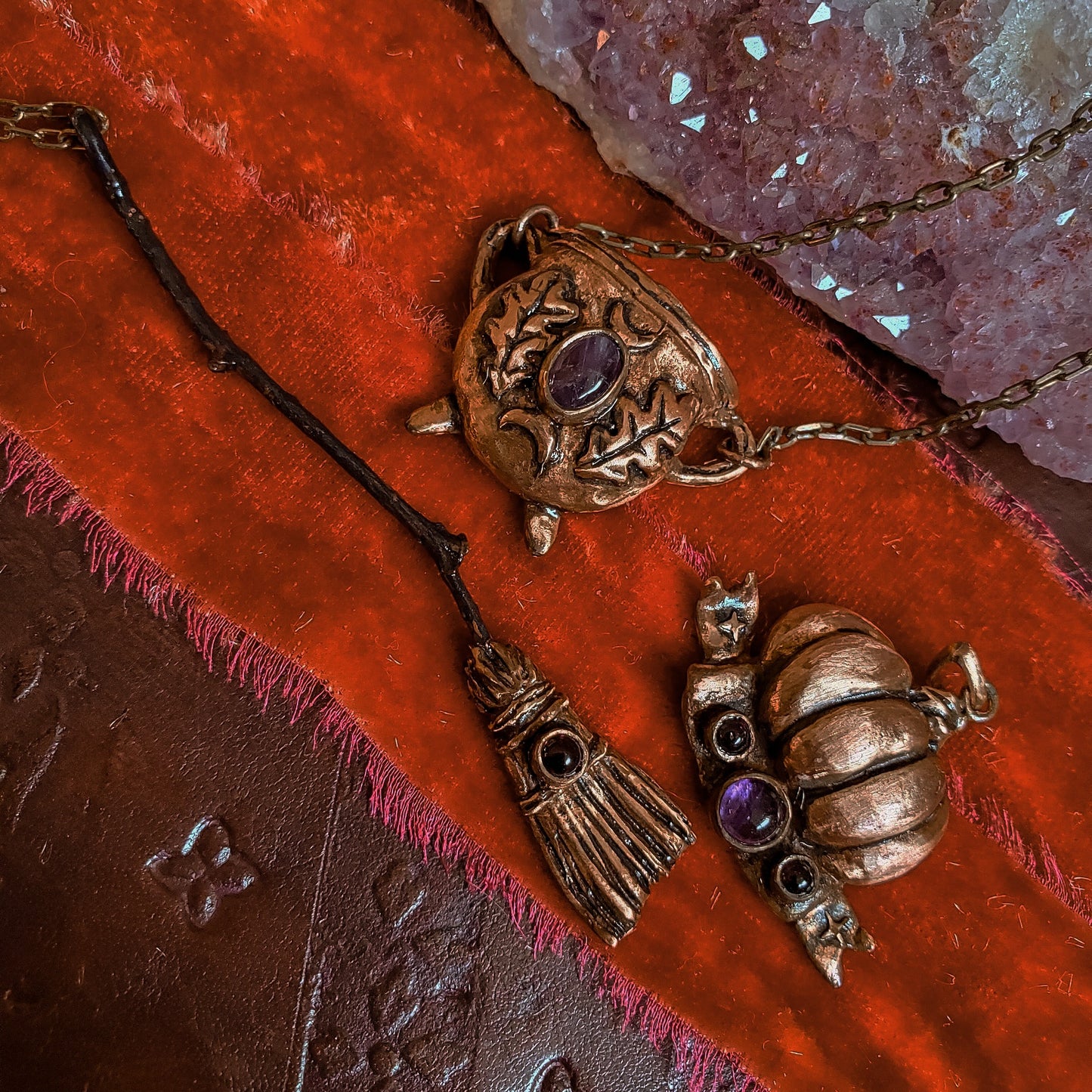 The Witch Broom Necklace - Bronze