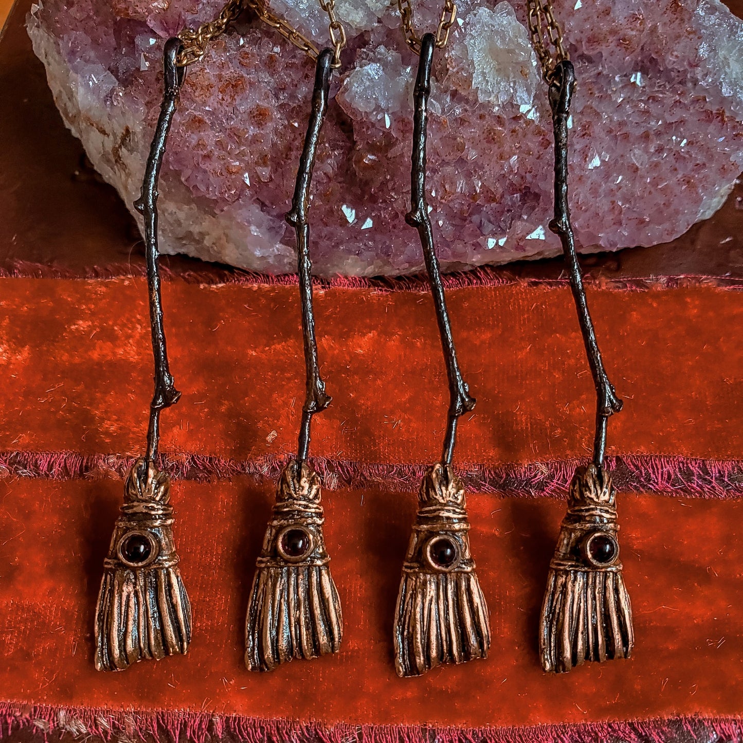 The Witch Broom Necklace - Bronze