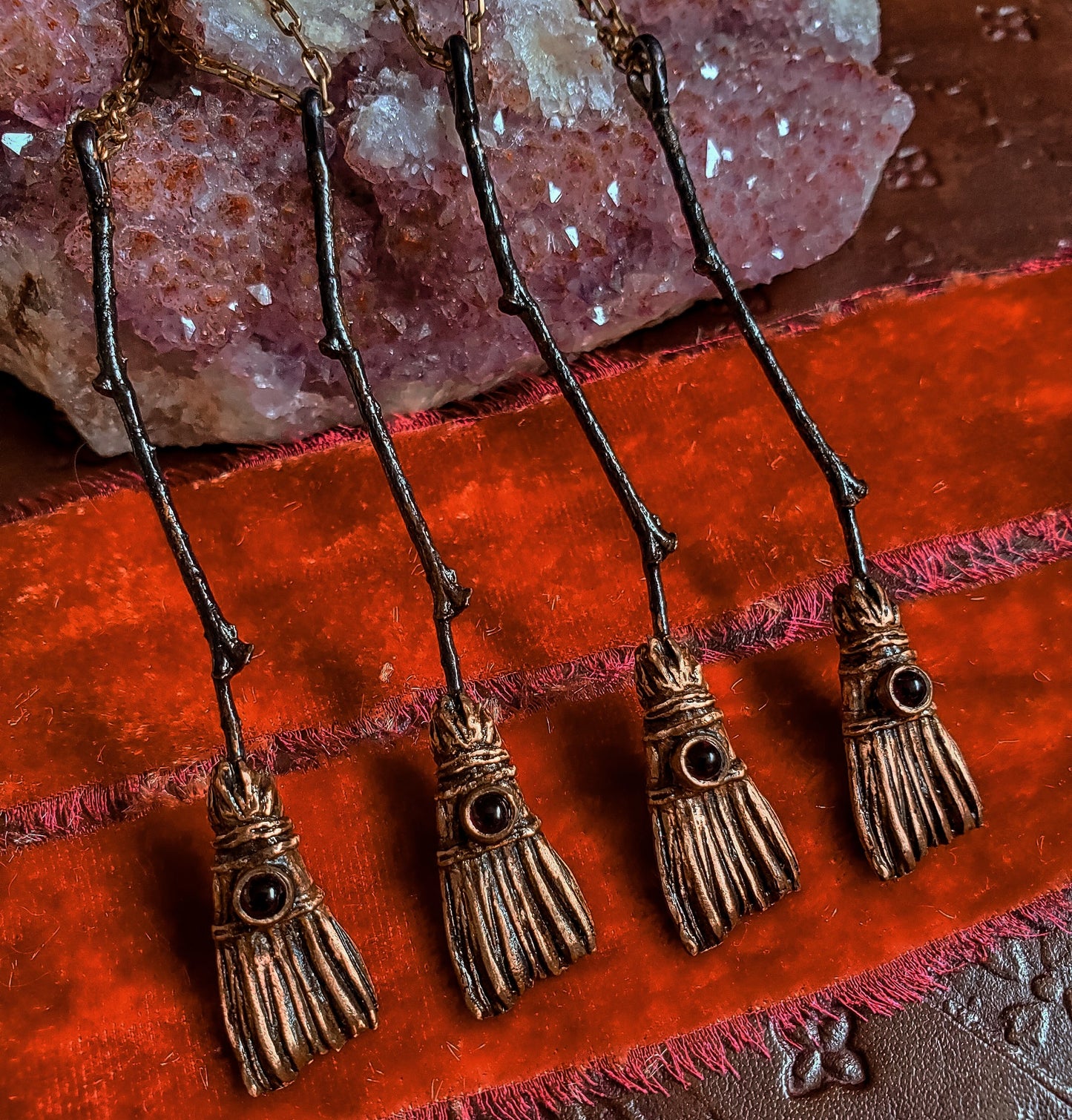 The Witch Broom Necklace - Bronze