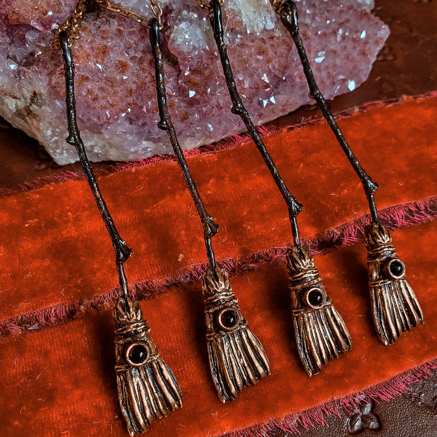 The Witch Broom Necklace - Bronze