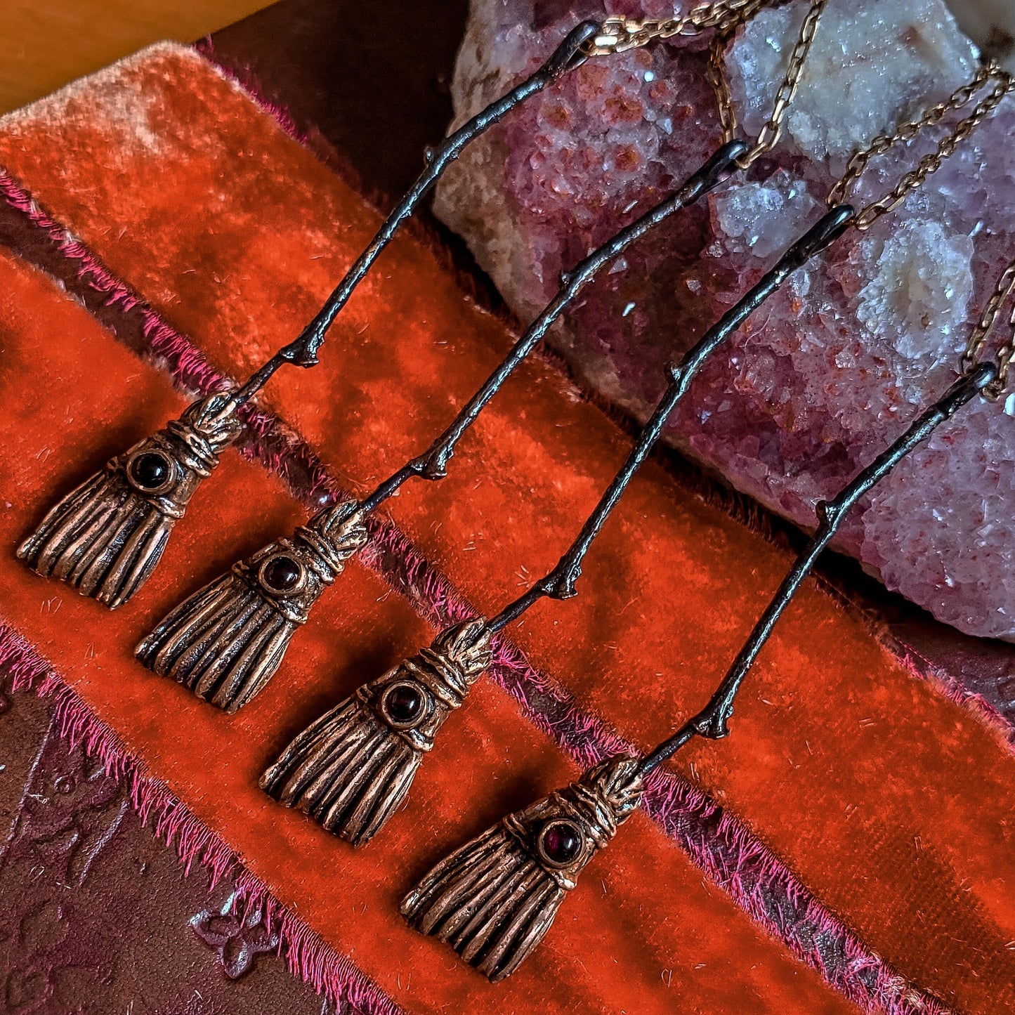 The Witch Broom Necklace - Bronze