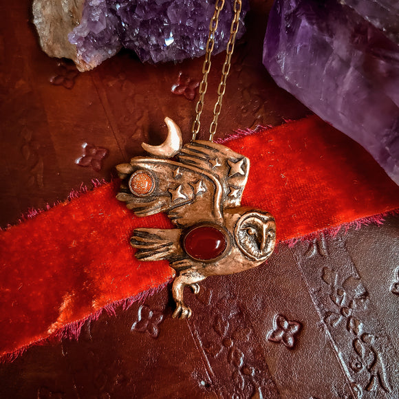 The Fortune Teller Owl Necklace - Bronze