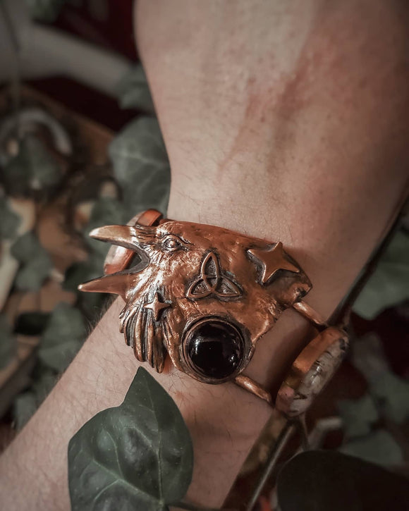 Mystic crow cuff bracelet- bronze