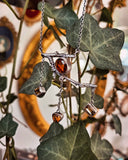 Branch + garnet- Silver necklace- Dangling citrine