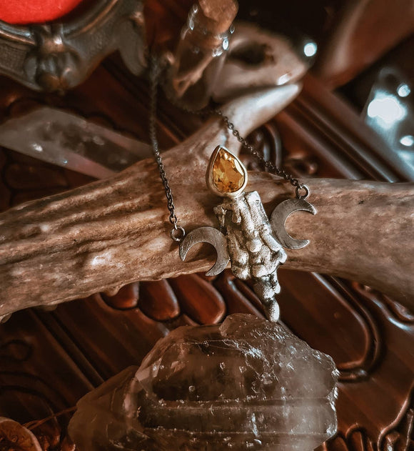 Ritual Candle necklace - Silver & citrine