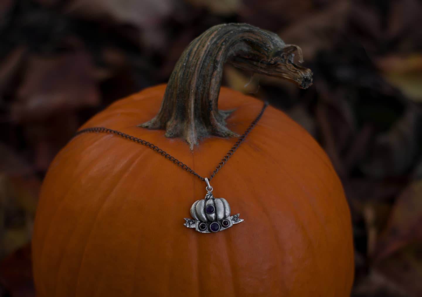 The Samhain Pumpkin Necklace - Silver