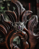 The Oak Cauldron Necklace- Pewter- Purple amethyst