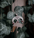 Lunula Talisman Replica- Silver necklace- Garnet