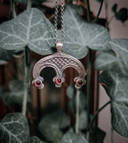 Lunula Talisman Replica- Silver necklace- Garnet