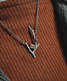 Branch - Silver necklace- citrine