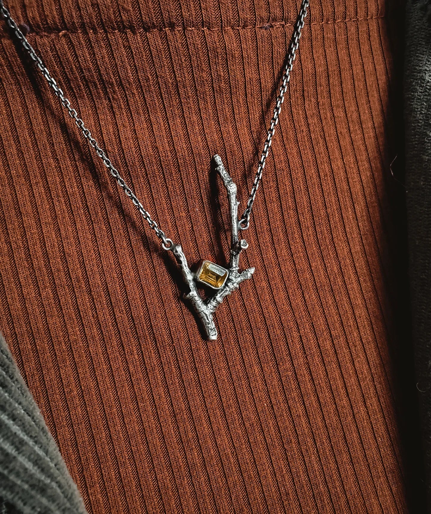 Branch - Silver necklace- citrine